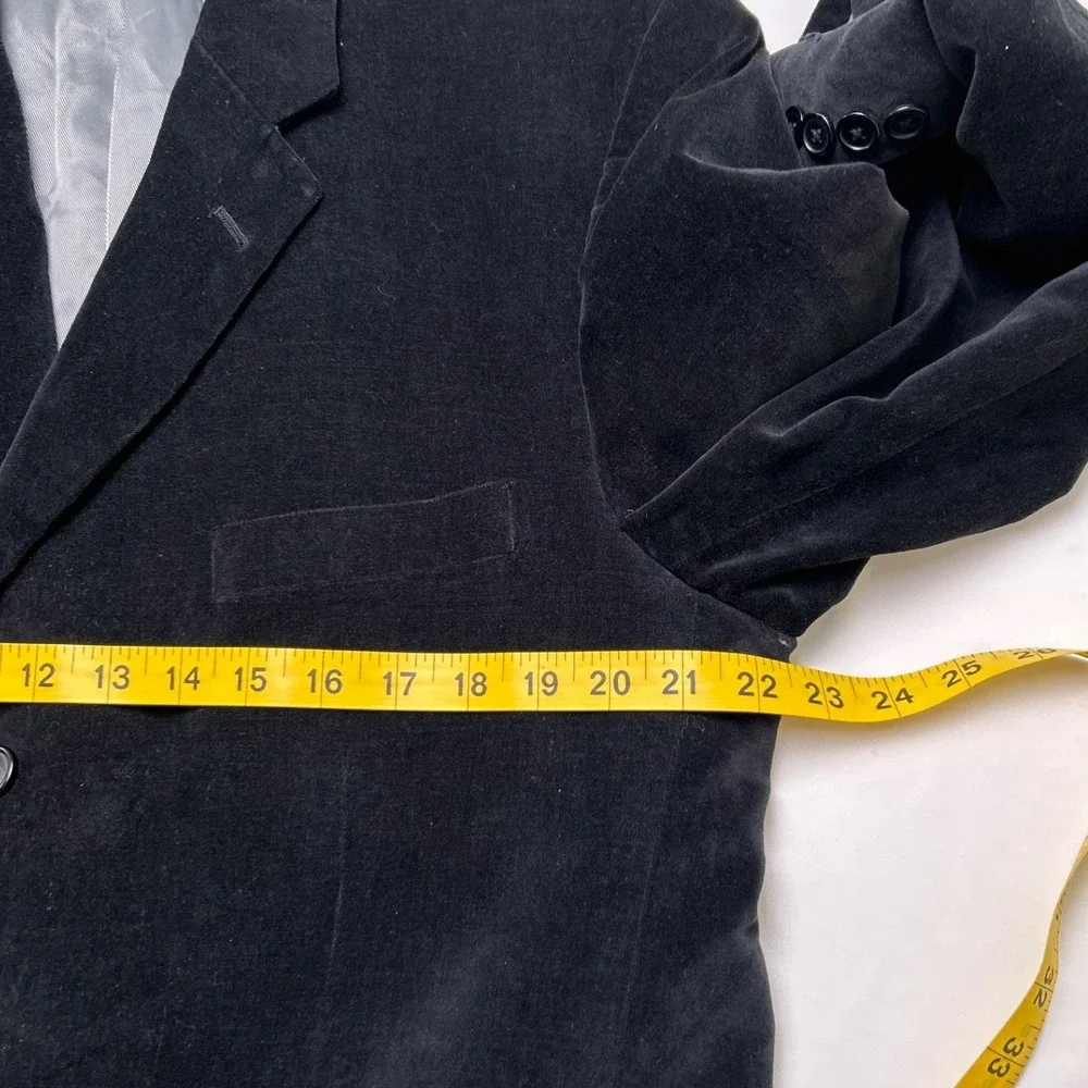 Midtown Man Mens Cotton Velvet 3-Button Blazer Sport Coat Size 42R Black Formal